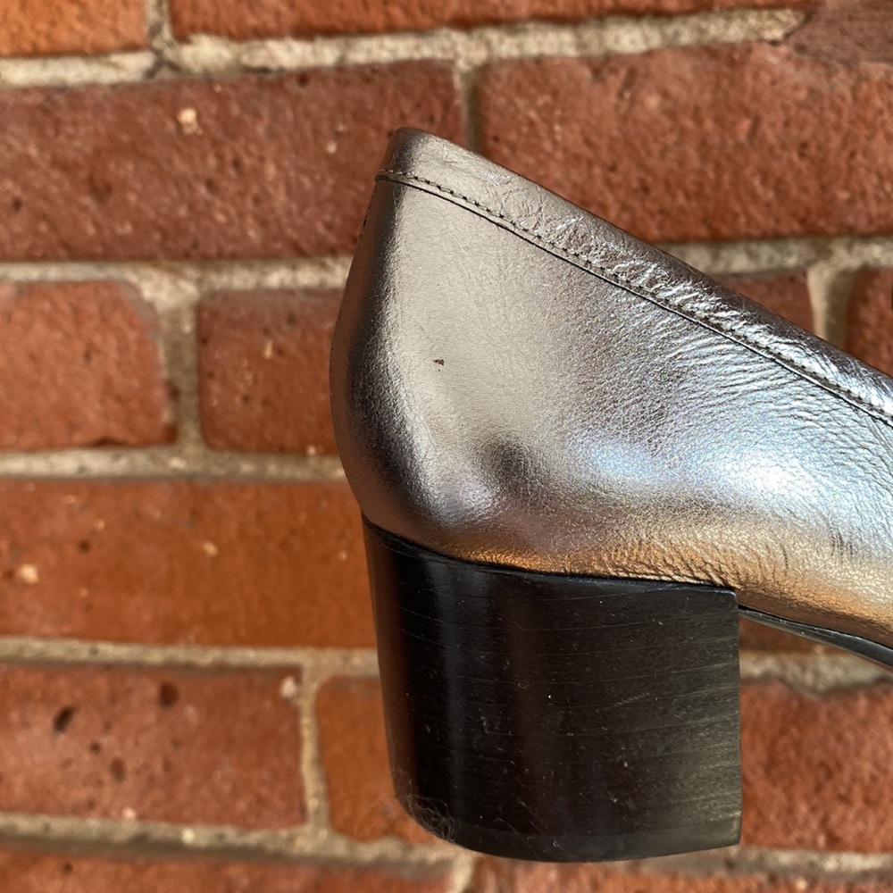 MARC FISHER LTD Leather Hudson Silver Loafers, 7.5 - Picture 11 of 12